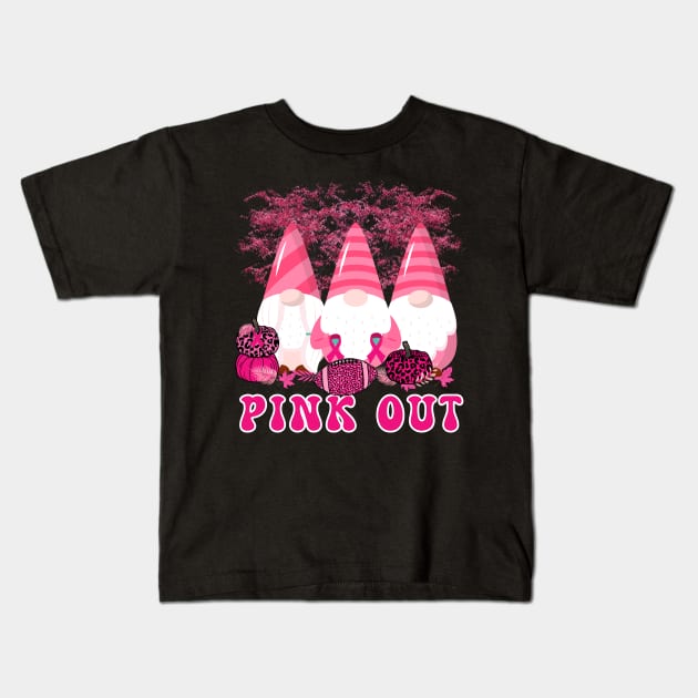 Pink Out Breast Cancer Awareness Gnomes and Football Kids T-Shirt by Mind Your Tee